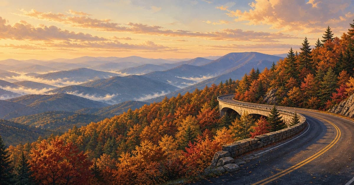 Stylized Roamward route art for Blue Ridge Parkway