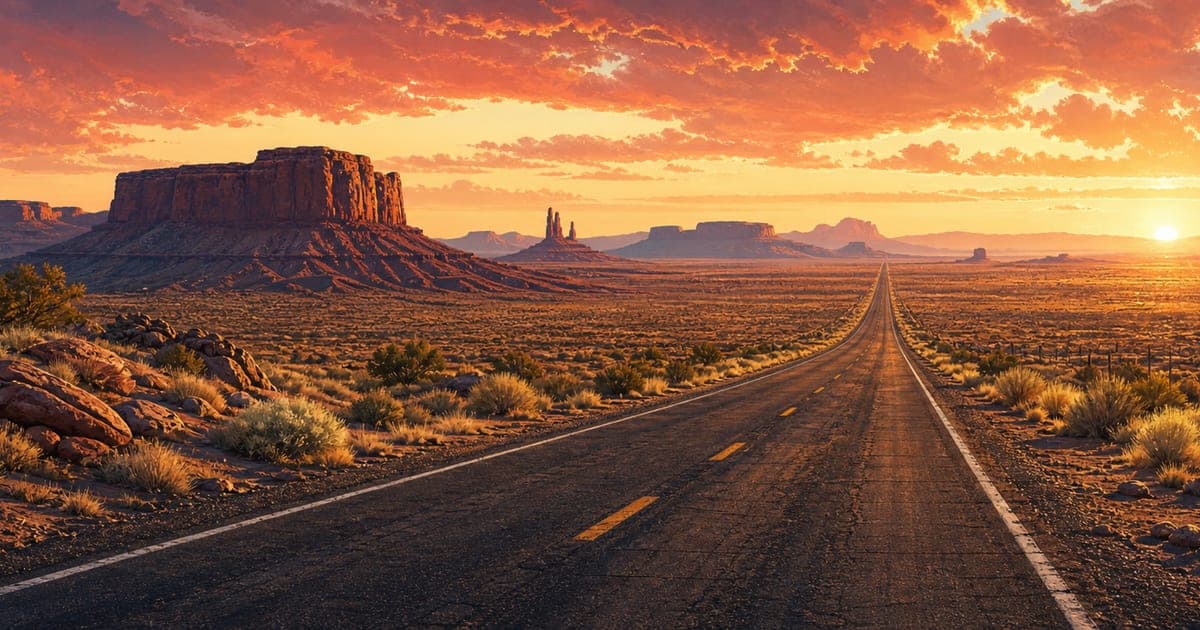 Stylized Roamward route art for Route 66