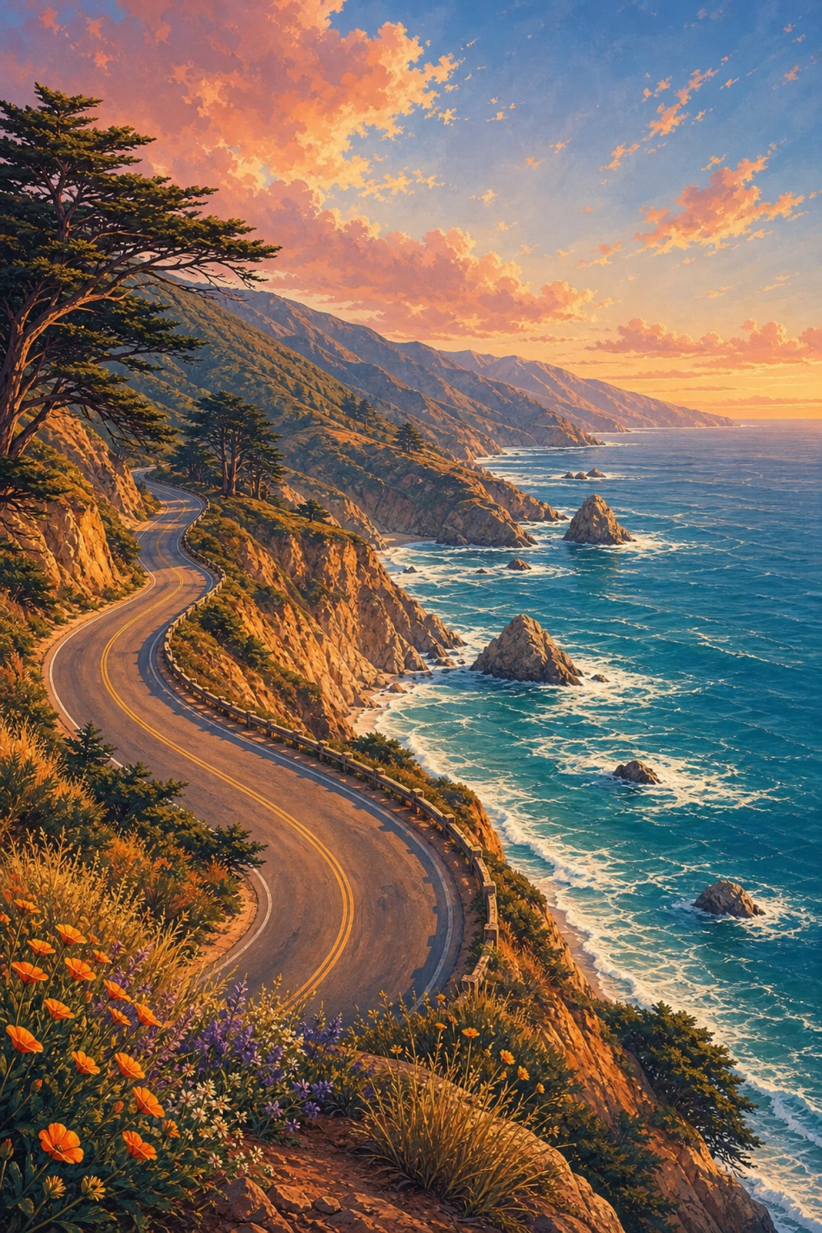 Pacific Coast Highway route poster
