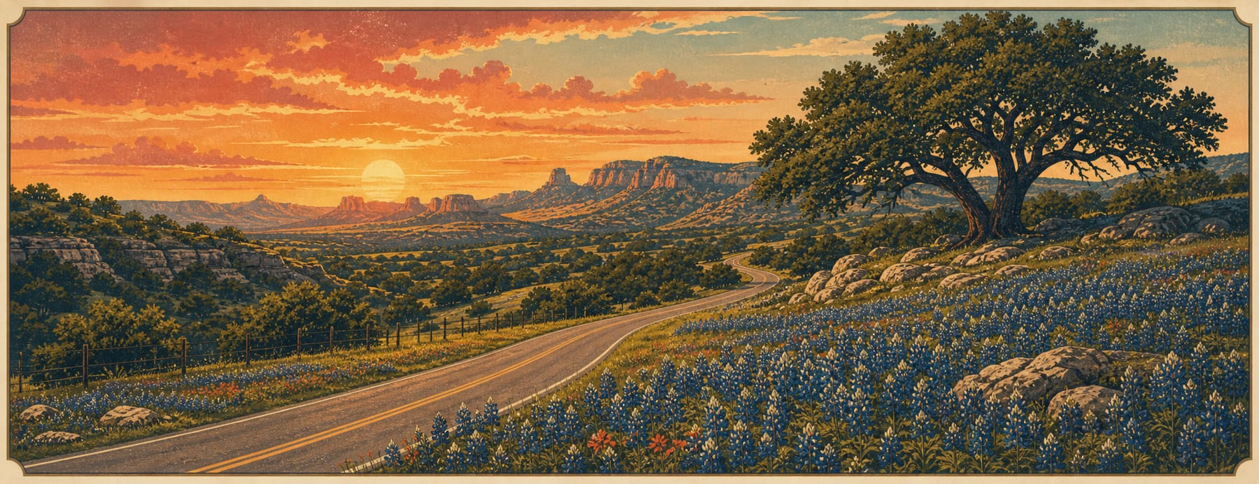 Texas road-trip poster preview