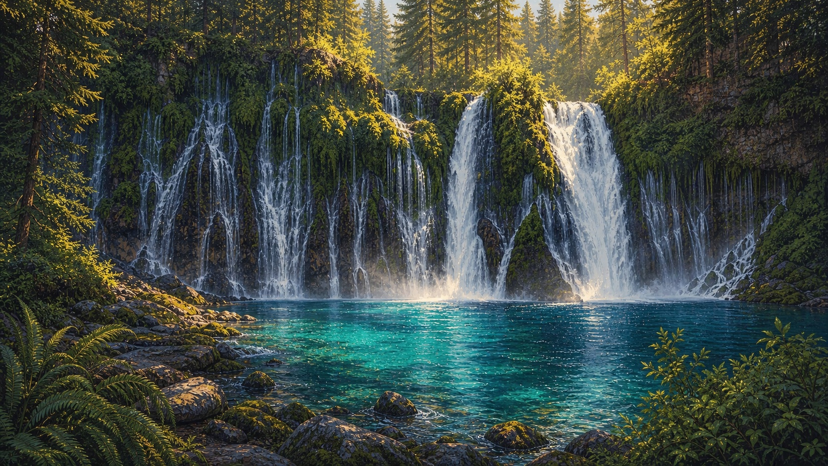 Burney Falls waterfall art